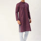 Jompers Men's Maroon Cotton Ikat printed kurta Pyjama Set ( JOKP 651 Maroon )