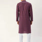 Jompers Men's Maroon Cotton Ikat printed kurta Pyjama Set ( JOKP 651 Maroon )