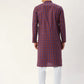 Jompers Men's Maroon Cotton Ikat printed kurta Only( KO 651 Maroon )