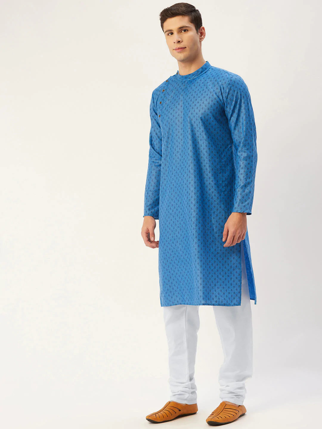 Jompers Men's Blue Cotton printed kurta Only( KO 652 Blue )