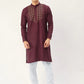 Jompers Men's Maroon Cotton Embroidered Kurta Only ( KO 654 Maroon )