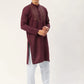Jompers Men's Maroon Cotton Embroidered Kurta Only ( KO 654 Maroon )