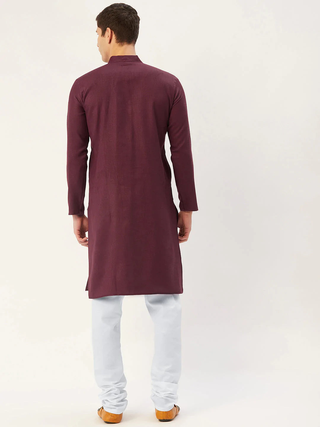Jompers Men's Maroon Cotton Embroidered Kurta Only ( KO 654 Maroon )