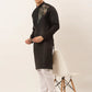 Men's Cotton Embroidered Kurta Pajama Sets ( JOKP 655 Black )
