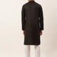 Men's Cotton Embroidered Kurta Pajama Sets ( JOKP 655 Black )