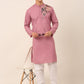 Men's Cotton Embroidered Kurta Pajama Sets ( JOKP 655Magenta )