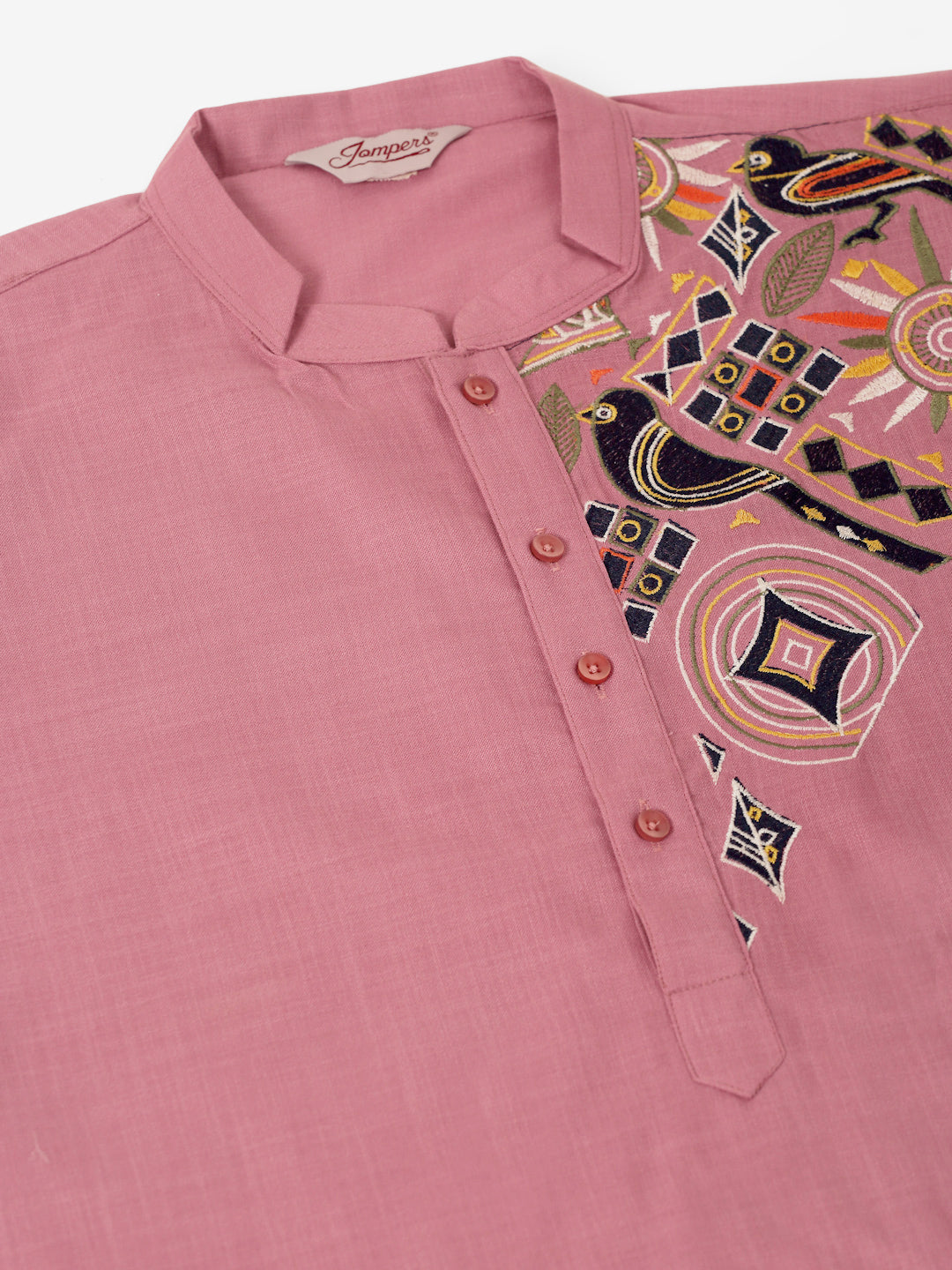 Men's Cotton Embroidered Kurta Pajama Sets ( JOKP 655Magenta )