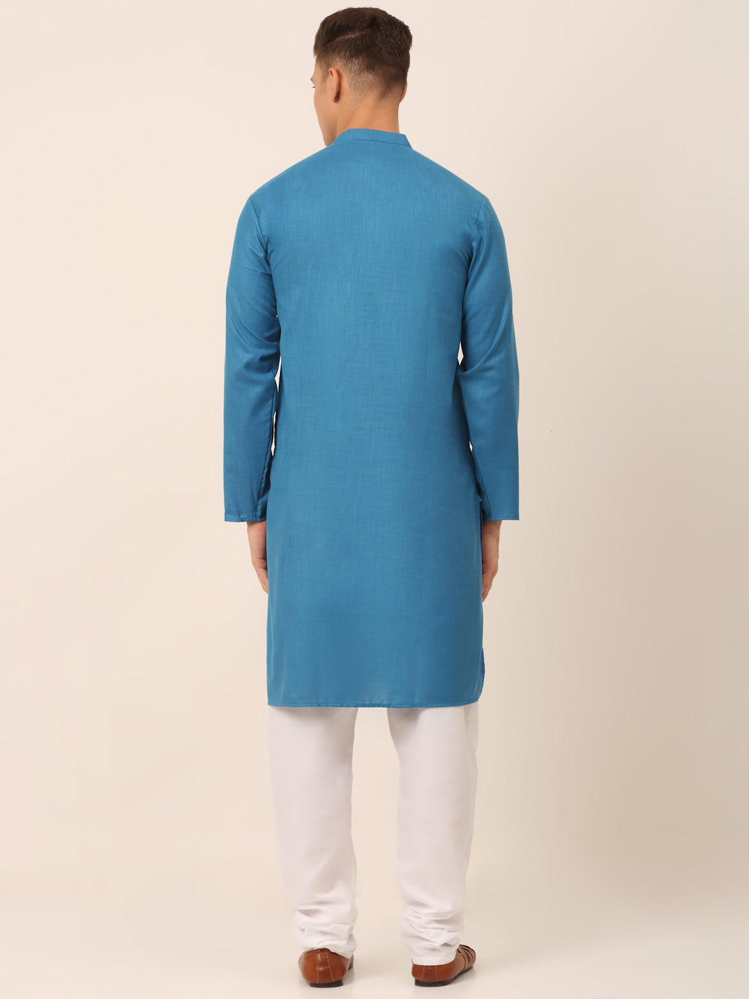 Men's Cotton Embroidered Kurta Pajama Sets ( JOKP 655Peacock )