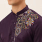 Men's Cotton Embroidered Kurta Pajama Sets ( JOKP 655 Purple )