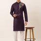 Men's Cotton Embroidered Kurta Pajama Sets ( JOKP 655 Purple )