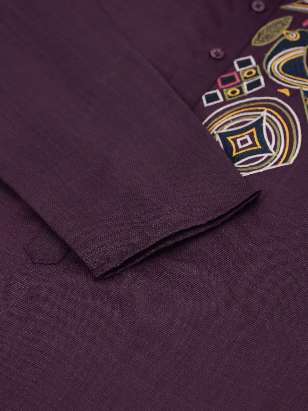 Men's Cotton Embroidered Kurta Pajama Sets ( JOKP 655 Purple )
