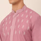 Men's Magenta Pink Embroidered Kurta Pajama Sets ( JOKP 656Magenta )