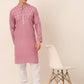 Men's Magenta Pink Embroidered Kurta Pajama Sets ( JOKP 656Magenta )