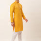 Men's Cotton Embroidered Kurta Pajama Sets ( JOKP 656 Mustard )