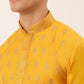 Men's Cotton Embroidered Kurta Pajama Sets ( JOKP 656 Mustard )