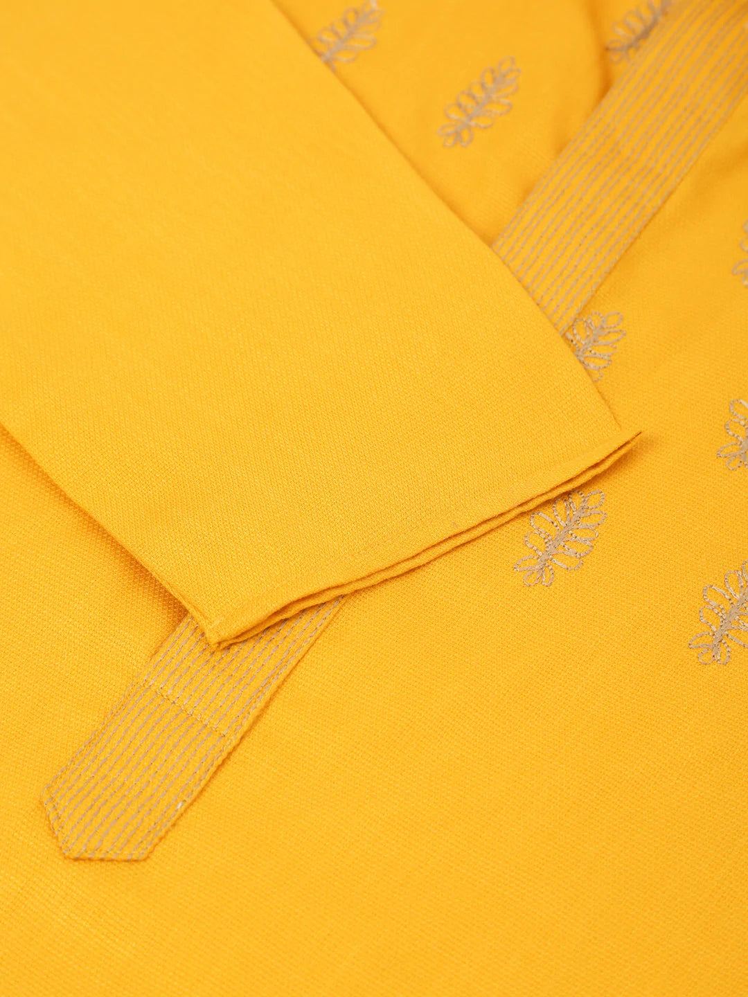 Men's Cotton Embroidered Kurta Pajama Sets ( JOKP 656 Mustard )