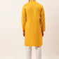 Men's Cotton Embroidered Kurta Pajama Sets ( JOKP 656 Mustard )
