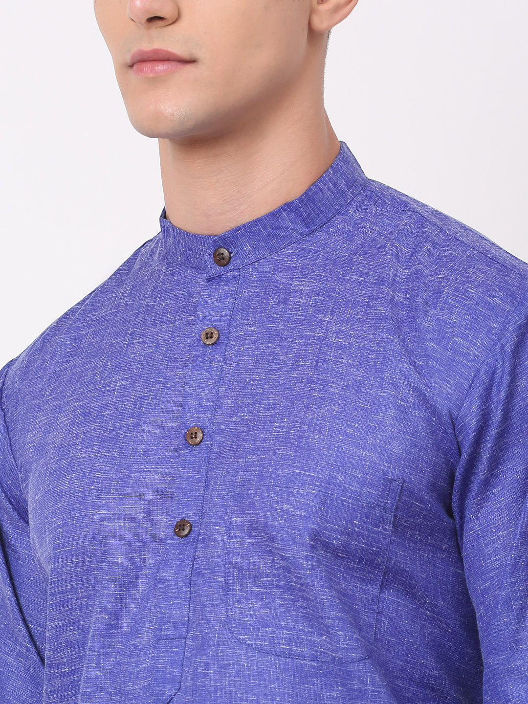 Men's Cotton Solid Kurta Pajama Sets ( JOKP 657Blue )