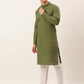 Men's Cotton Solid Kurta Pajama Set ( JOKP 657 Olive )
