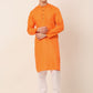 Men's Cotton Solid Kurta Pajama Sets ( JOKP 657Orange )