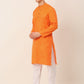 Men's Cotton Solid Kurta Pajama Sets ( JOKP 657Orange )
