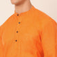 Men's Cotton Solid Kurta Pajama Sets ( JOKP 657Orange )