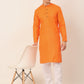 Men's Cotton Solid Kurta Pajama Sets ( JOKP 657Orange )