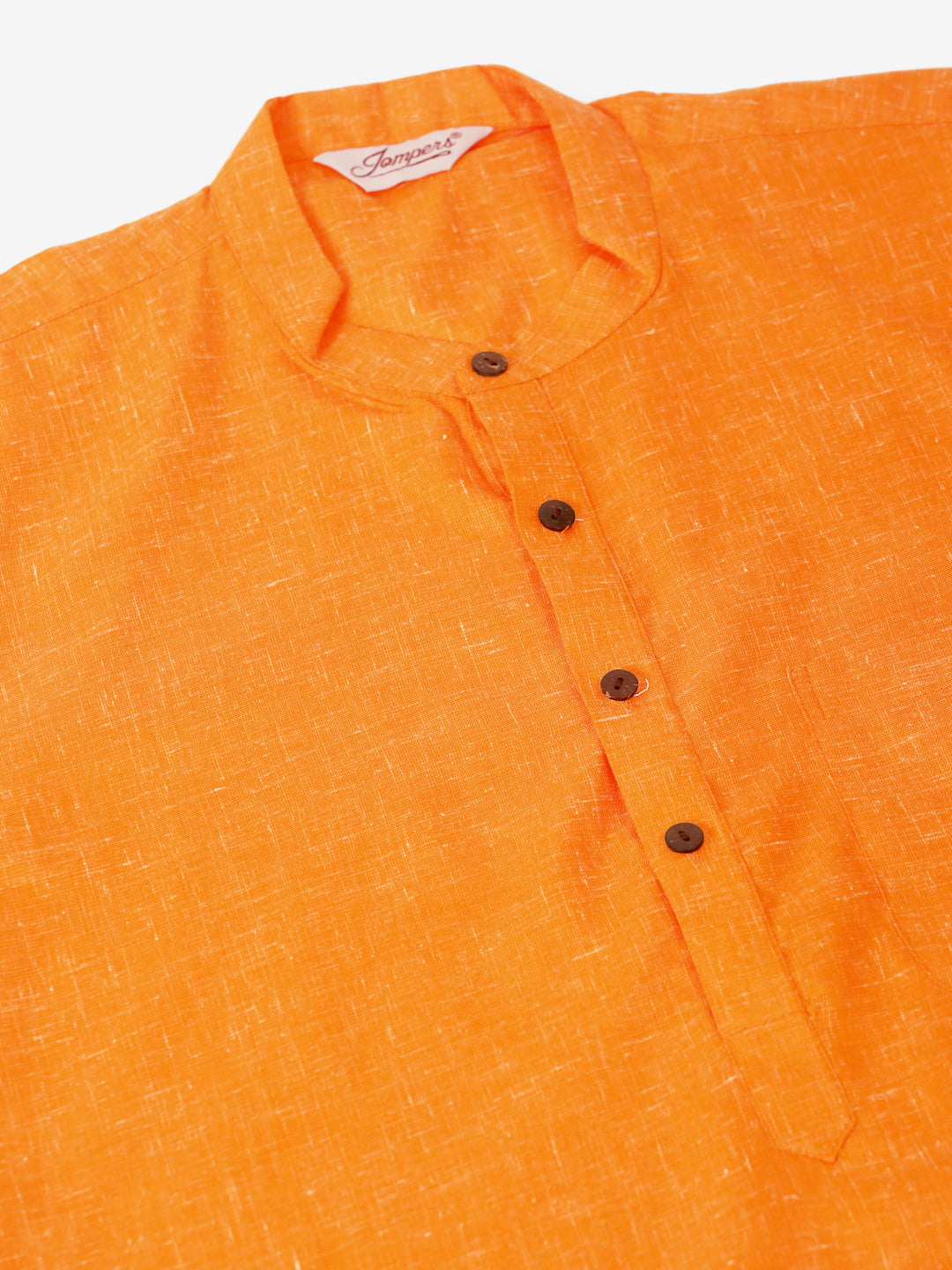 Men's Cotton Solid Kurta Pajama Sets ( JOKP 657Orange )