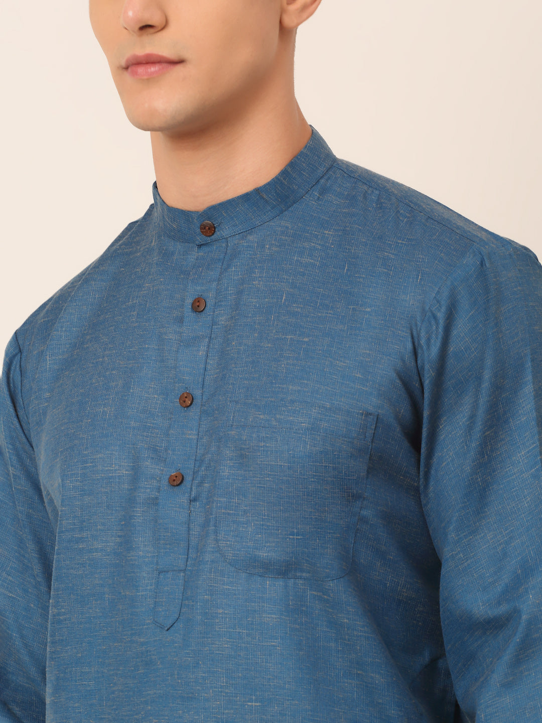 Men's Cotton Solid Kurta Pajama Sets ( JOKP 657Peacock )