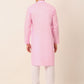 Men's Cotton Solid Kurta Pajama Sets ( JOKP 657Pink )