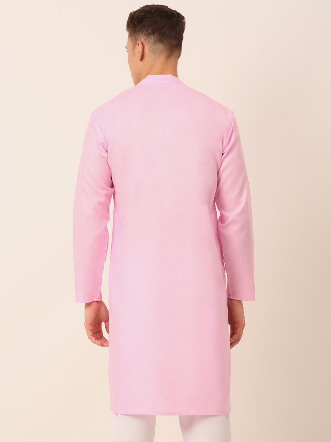 Men's Cotton Solid Kurta ( KO 657Pink )