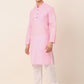 Men's Cotton Solid Kurta Pajama Sets ( JOKP 657Pink )