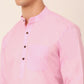 Men's Cotton Solid Kurta Pajama Sets ( JOKP 657Pink )