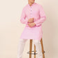 Men's Cotton Solid Kurta Pajama Sets ( JOKP 657Pink )