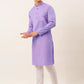 Men's Cotton Solid Kurta Pajama Set ( JOKP 657 Purple )