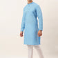 Men's Cotton Solid Kurta Pajama Set ( JOKP 657 Sky )