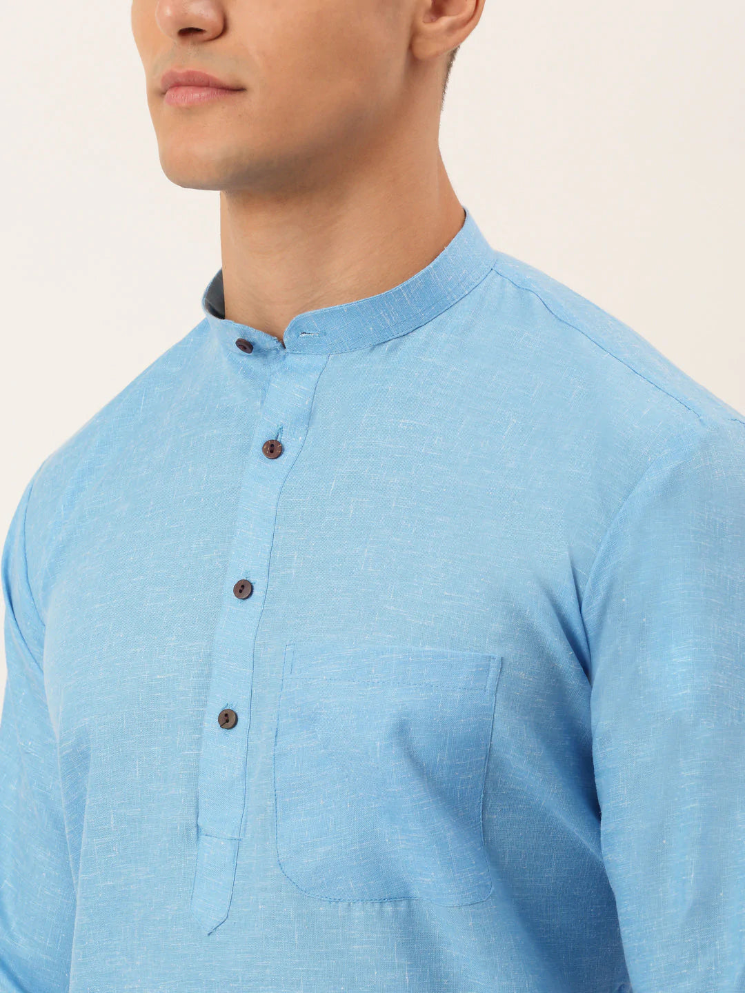 Men's Cotton Solid Kurta Pajama Set ( JOKP 657 Sky )