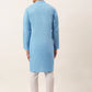 Men's Cotton Solid Kurta Pajama Set ( JOKP 657 Sky )