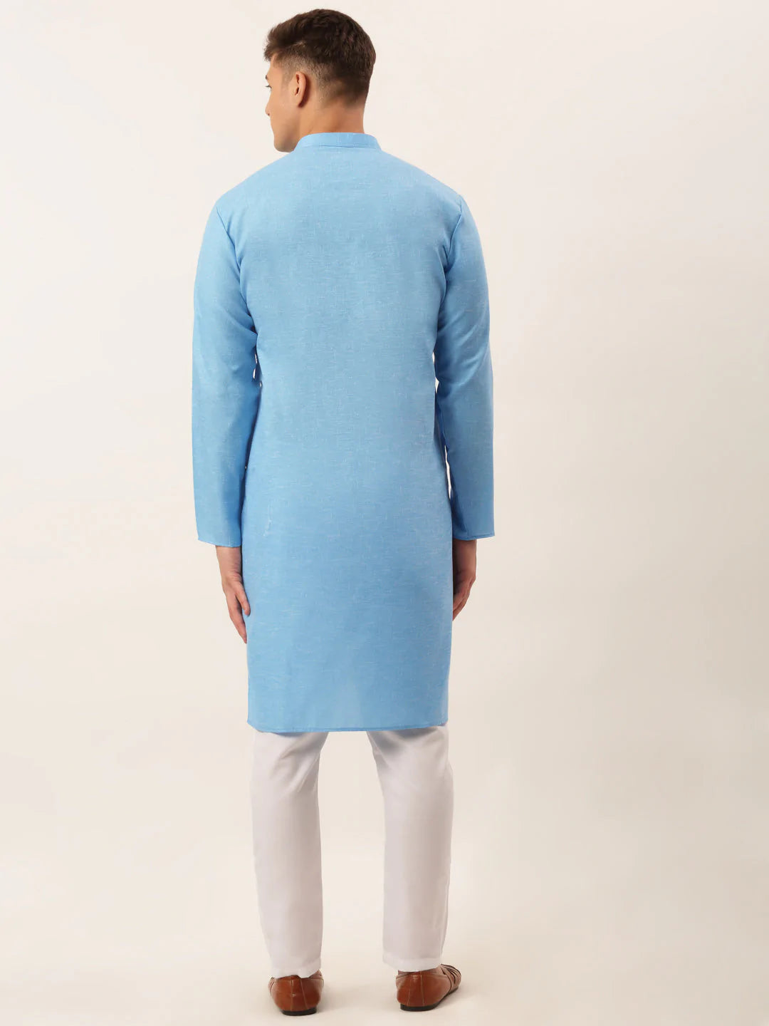 Men's Cotton Solid Kurta Pajama Set ( JOKP 657 Sky )