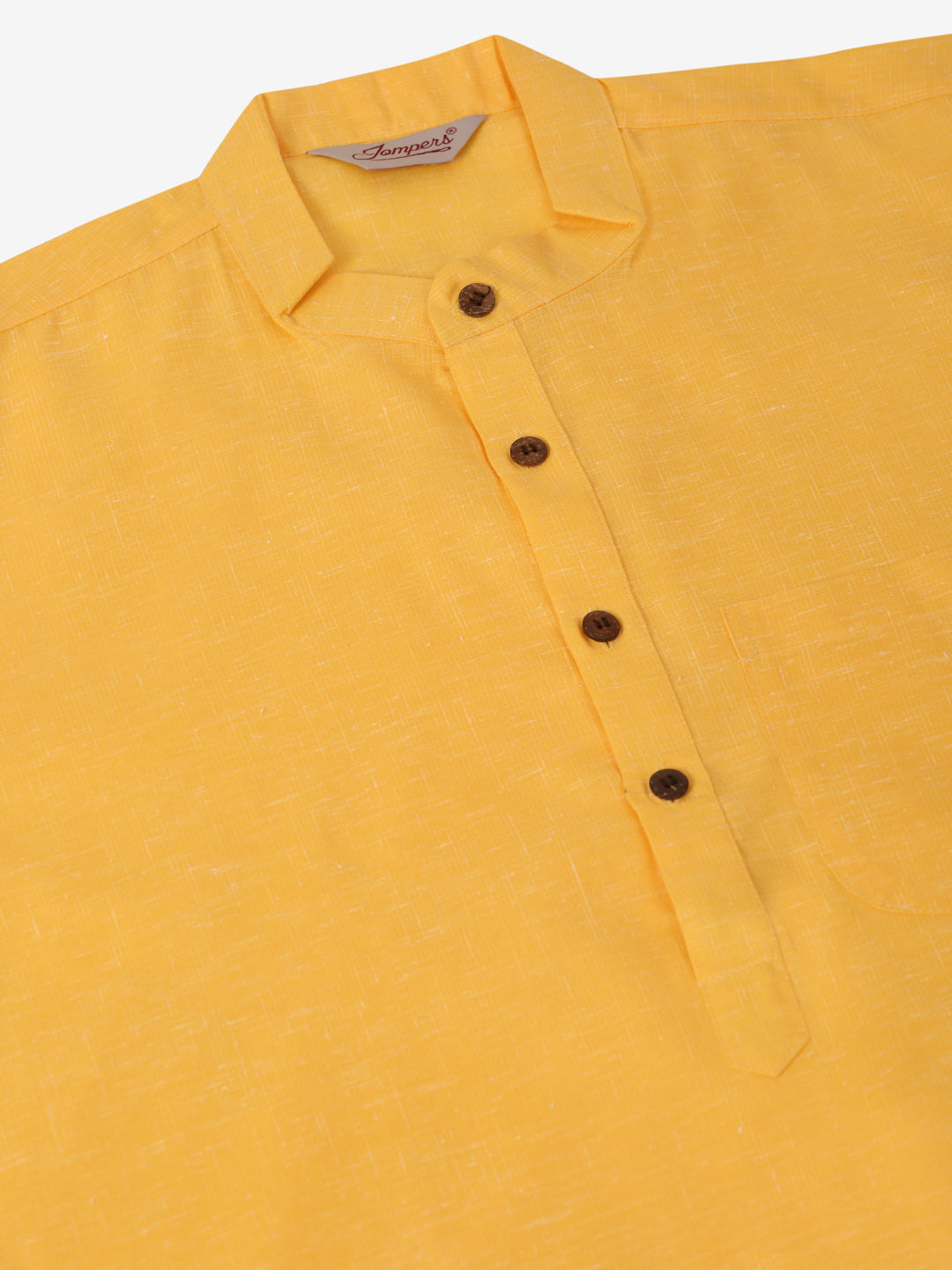 Men's Cotton Solid Kurta Pajama Sets ( JOKP 657Yellow )