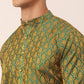 Men's Woven Design Jacquard Kurta Pyjama ( JOKP 658 Green )