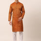 Men's Woven Design Jacquard Kurta Pyjama ( JOKP 658 Maroon )