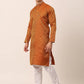 Men's Woven Design Jacquard Kurta Pyjama ( JOKP 658 Maroon )