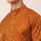 Men's Woven Design Jacquard Kurta Pyjama ( JOKP 658 Maroon )