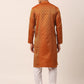 Men's Woven Design Jacquard Kurta Pyjama ( JOKP 658 Maroon )
