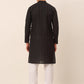 Men's Pure Cottom Embroidered Kurta Pyjama Set ( JOKP 660 Black )