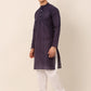 Men's Pure Cottom Embroidered Kurta Pyjama Set ( JOKP 660 Navy )