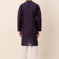 Men's Pure Cottom Embroidered Kurta Pyjama Set ( JOKP 660 Navy )