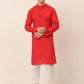 Men's Pure Cottom Embroidered Kurta Pyjama Set ( JOKP 660 Red )