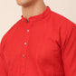 Men's Pure Cottom Embroidered Kurta Pyjama Set ( JOKP 660 Red )